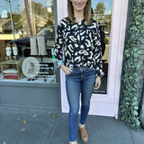 ABSTRACT BUTTON UP BLOUSE
