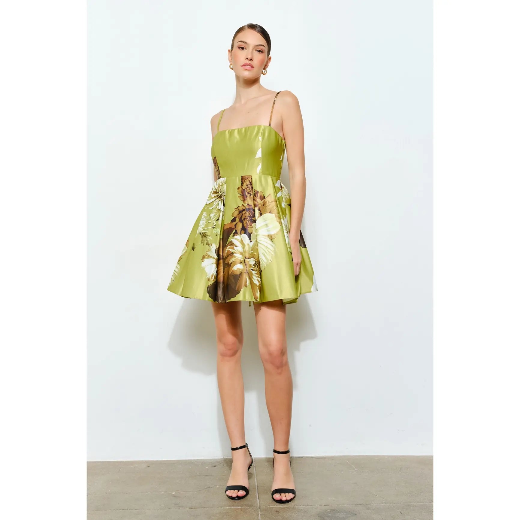 LIME FLORAL MINI DRESS