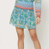 RUCHED WAIST PATTERN MINI DRESS