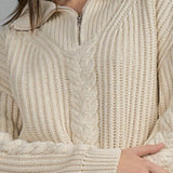 HALF ZIP CABLE DETAIL SWEATER
