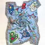 XL PRINTED SCARF (PINK AND BLUE)