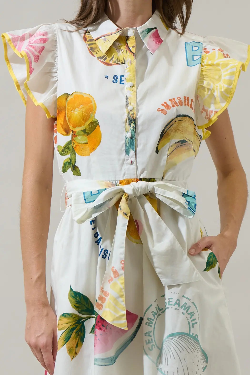 ZAHRA FRUIT MINI DRESS W/BELT