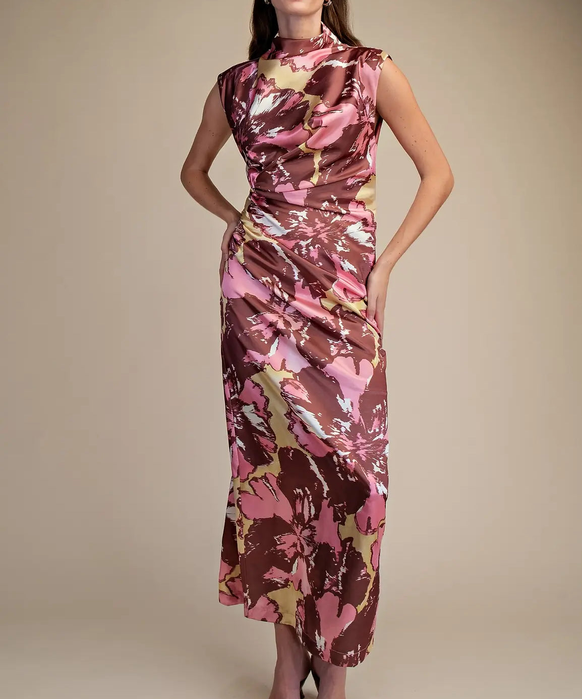 CAP SLEEVE MOCK NECK DRESS