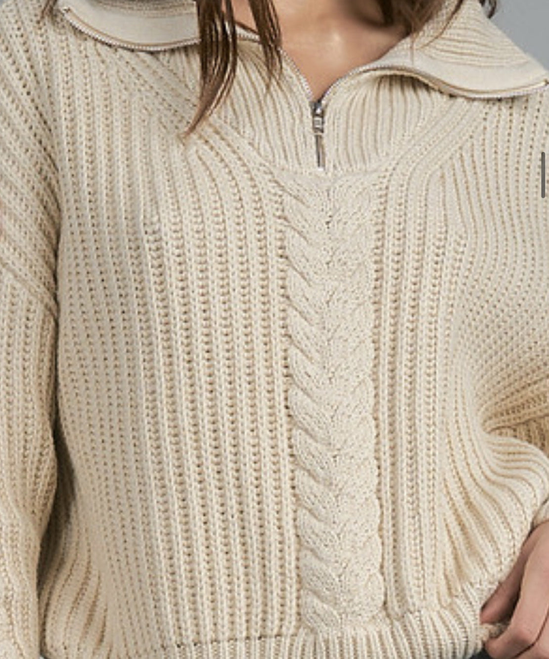 HALF ZIP CABLE DETAIL SWEATER
