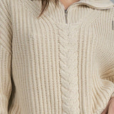 HALF ZIP CABLE DETAIL SWEATER