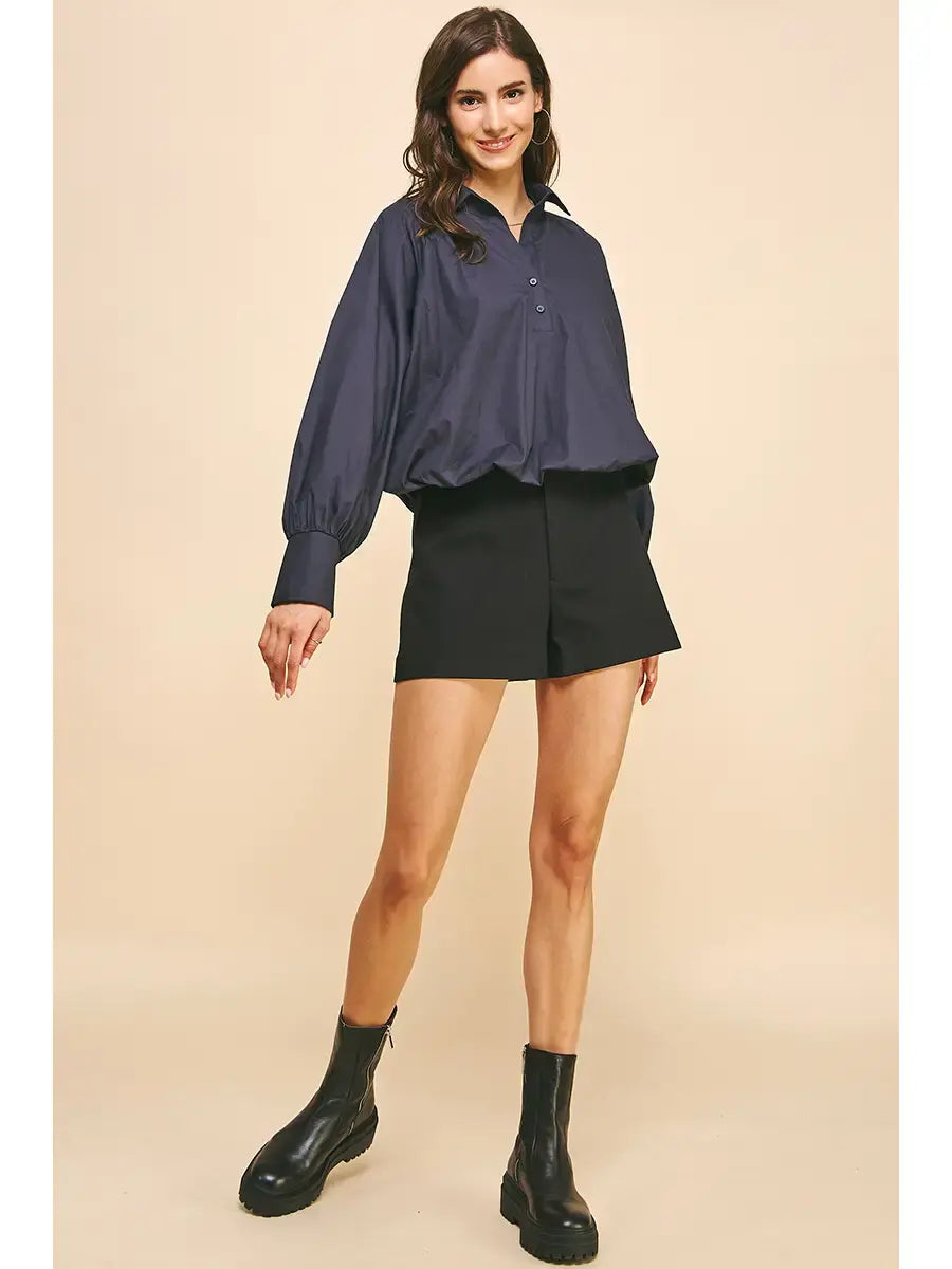 LOOSE FIT LONG SLV BOUSE