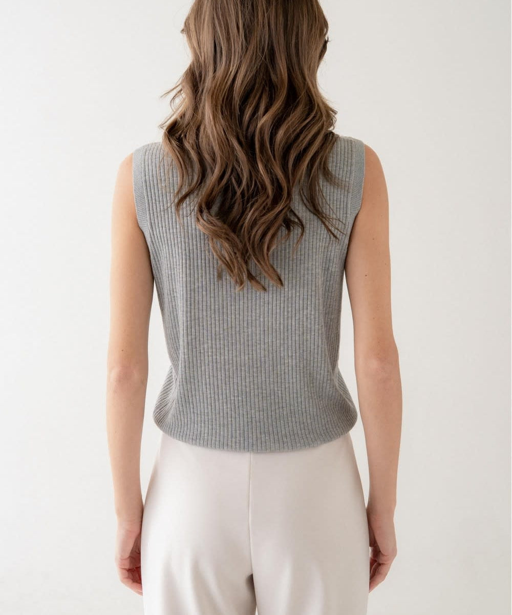 RIBBED SLVLESS KNIT TANK