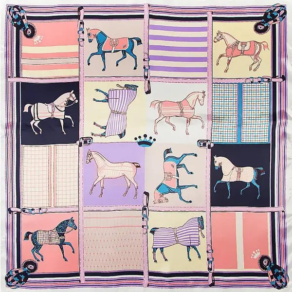 SILK PINK TROTTING HORSE SCARF