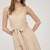 SLVLESS A-LINE MIDI W/ TIE BELT