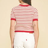 RED CROCHET SWEATER TOP