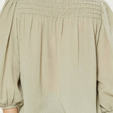 WIDE NECK CHEST SMOCKED TOP