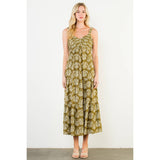 Pattern Detail Tiered Maxi Dress
