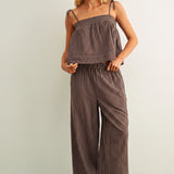 STRIPED PRINT ELASTIC PANT