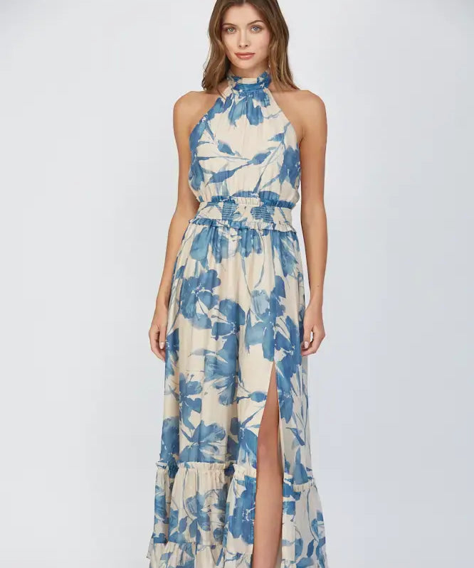 TIE BACK HALTER MAXI