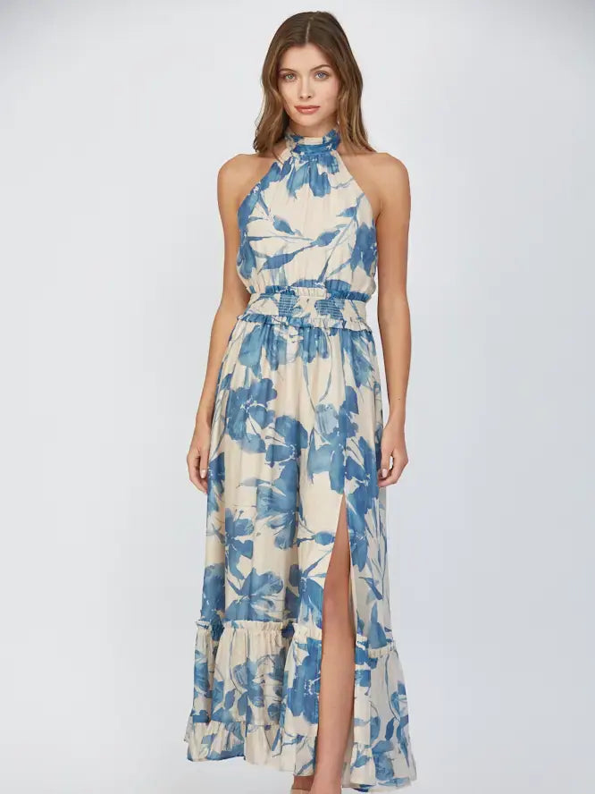 TIE BACK HALTER MAXI