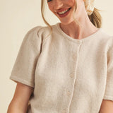 SHORT SLEEVED BUTTON UP SWEATER