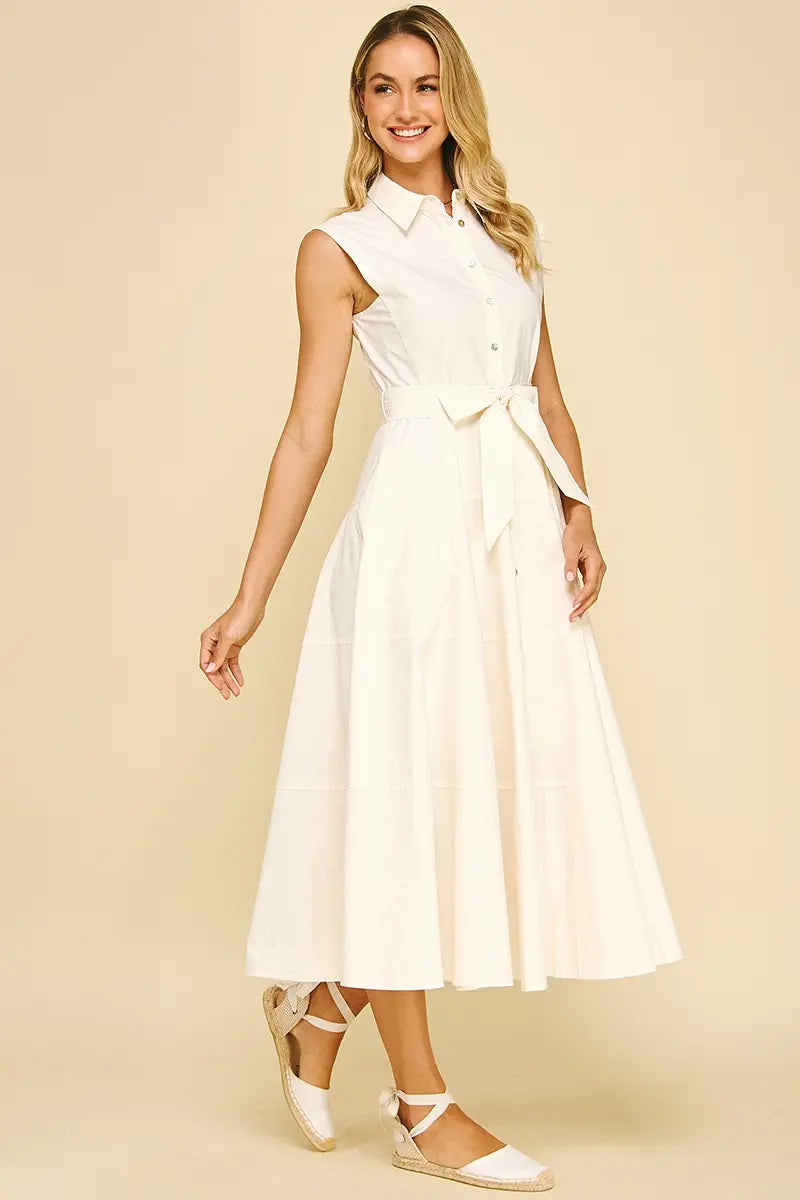 SLVLESS BUTTON DOWN DRESS