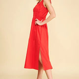 POPLIN  A LINE MIDI DRESS