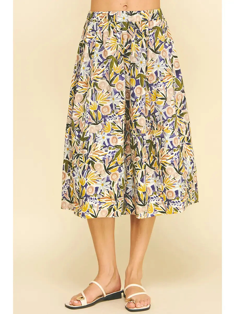 FLORAL PRINT A LINE SKIRT