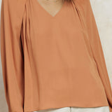 V NECK FOLDED SHOULDER TOP