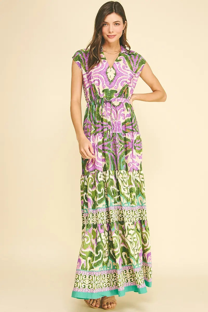 BOHEMIAN PATTERN SLVLESS MAXI