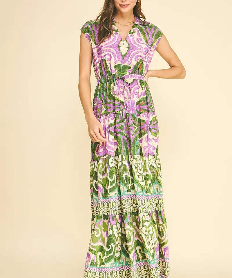 BOHEMIAN PATTERN SLVLESS MAXI
