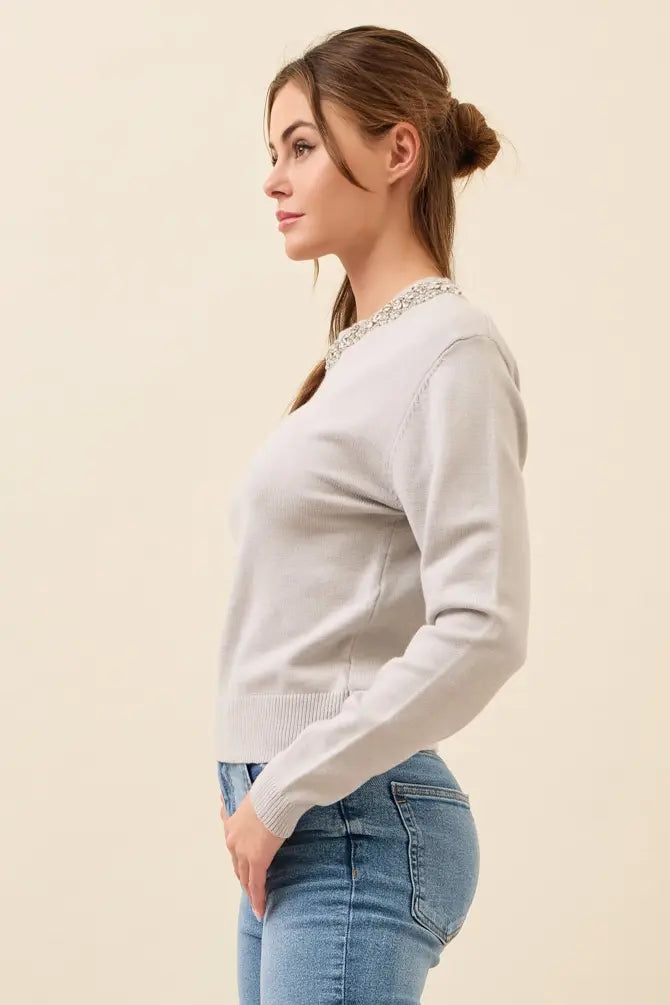 CHRISSY JEWEL NECK SWEATER