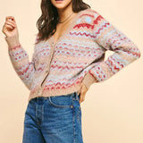 STRIPED BUTTON DOWN CARDIGAN