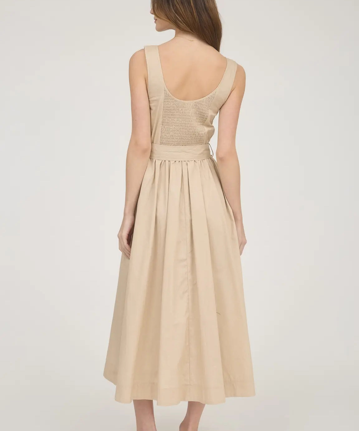SLVLESS A-LINE MIDI W/ TIE BELT