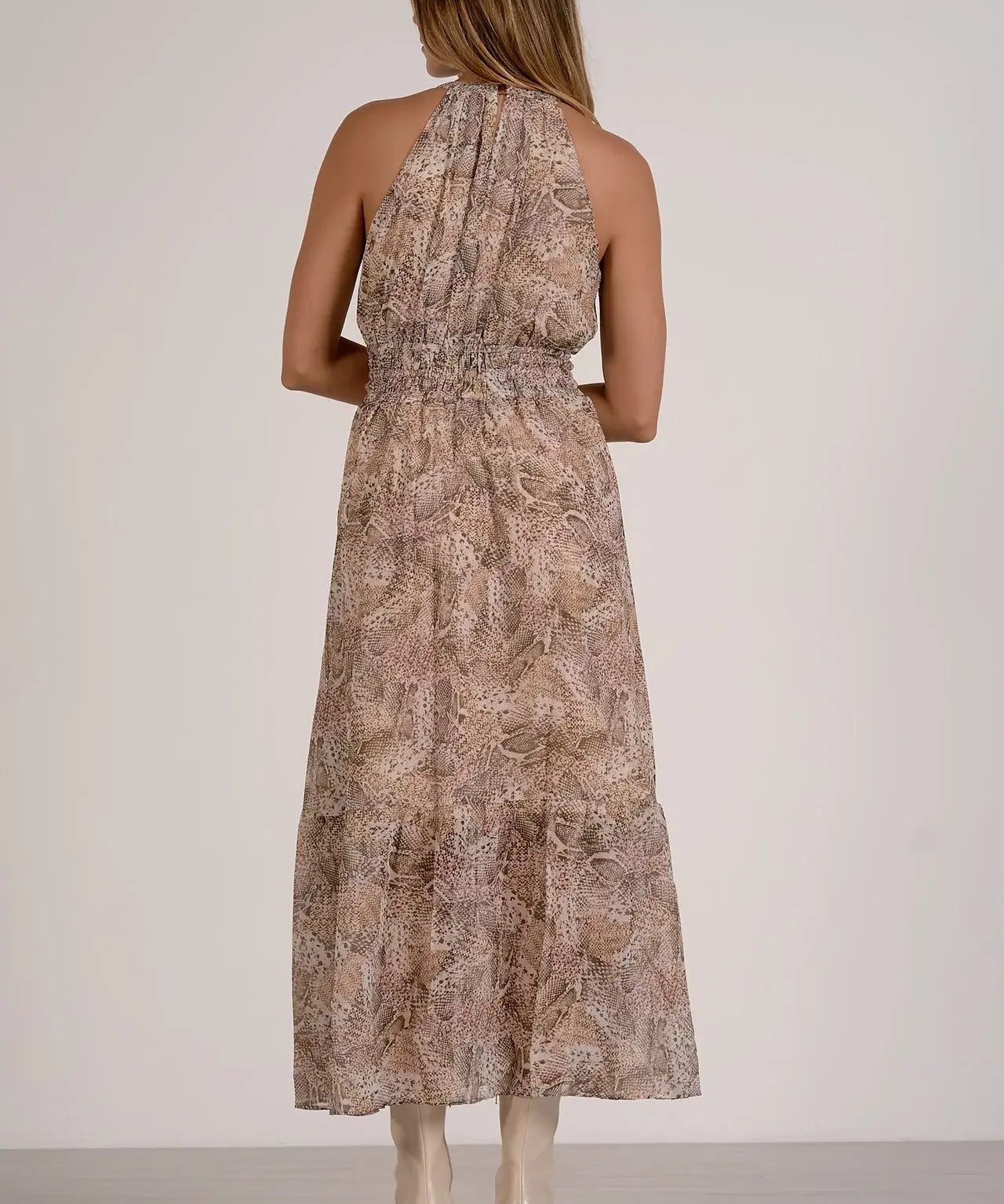 SNAKE SKIN PATTERNED MIDI