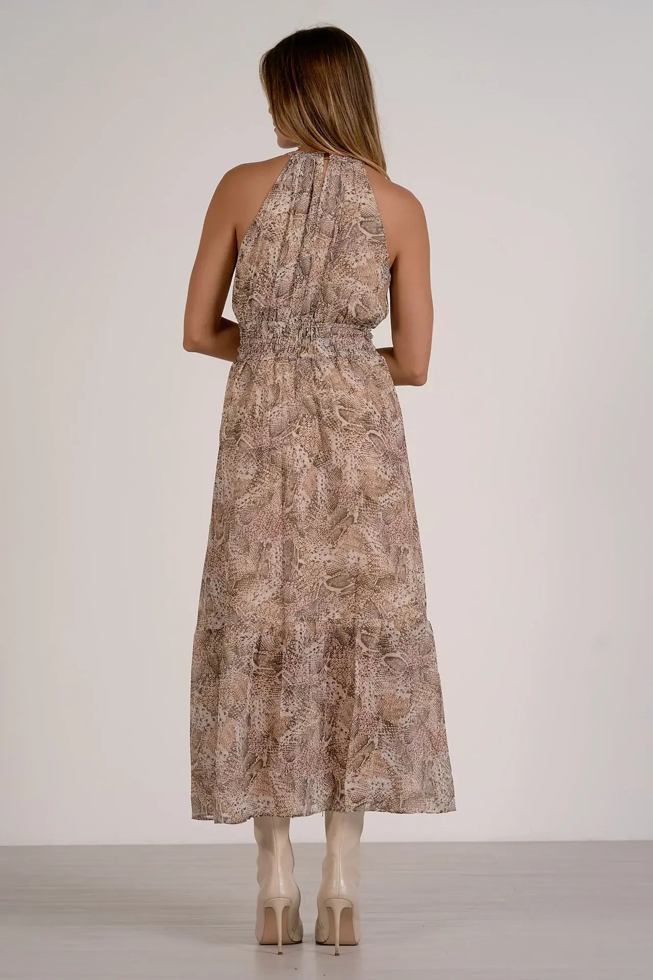 SNAKE SKIN PATTERNED MIDI