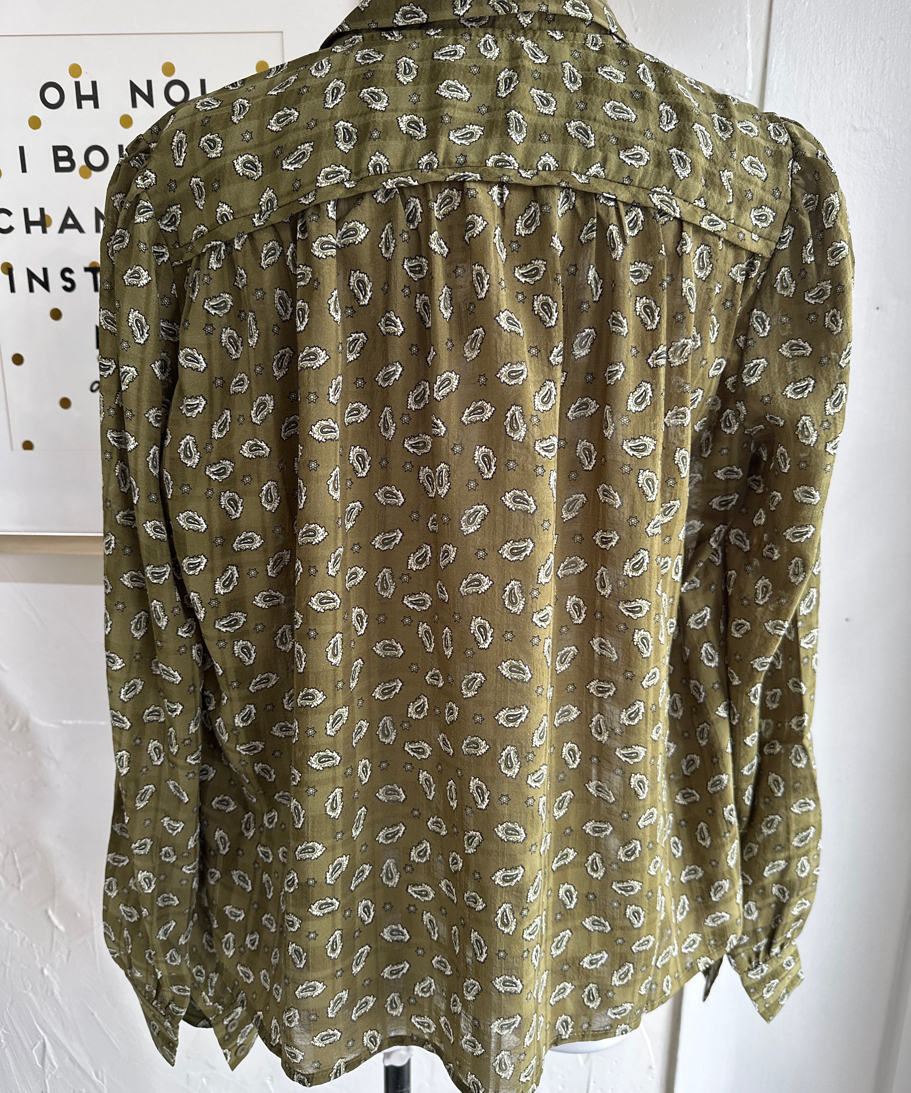 Olive Paisley LSLV Blouse
