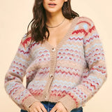 STRIPED BUTTON DOWN CARDIGAN