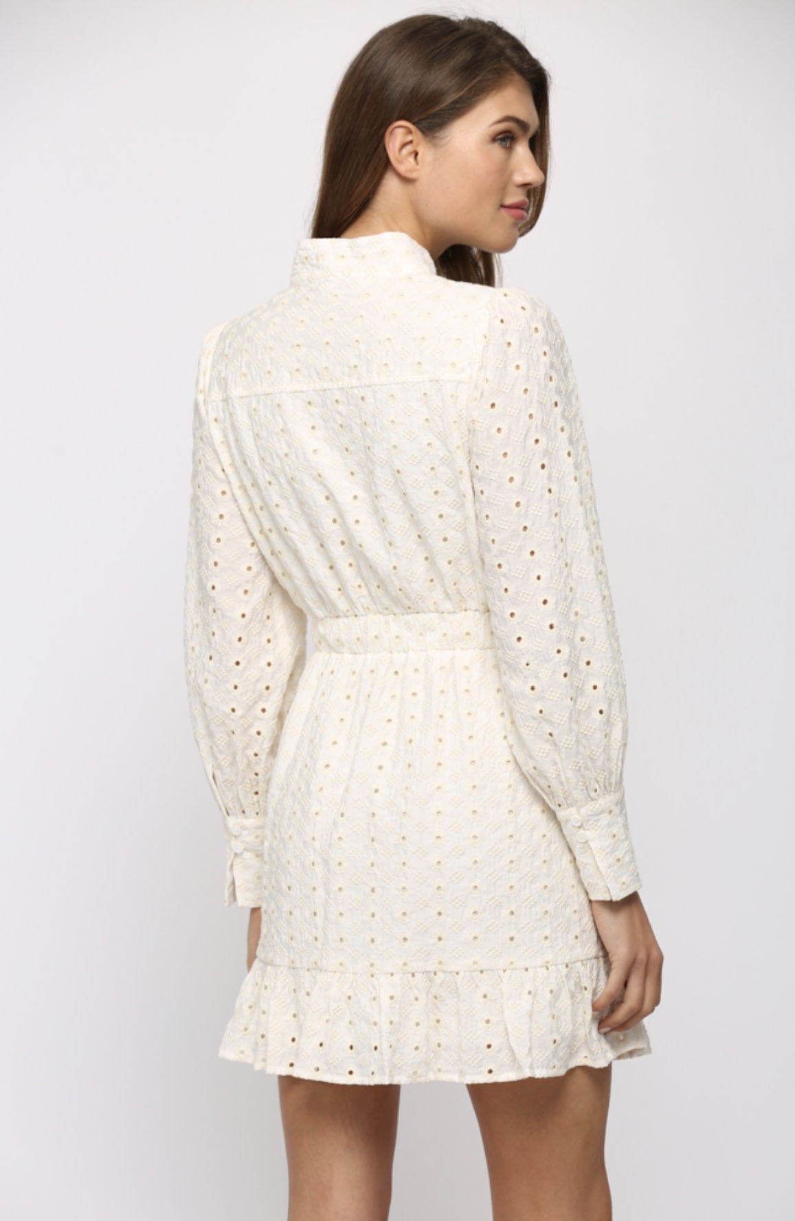 BUTTON DOWN EYELET DRESS