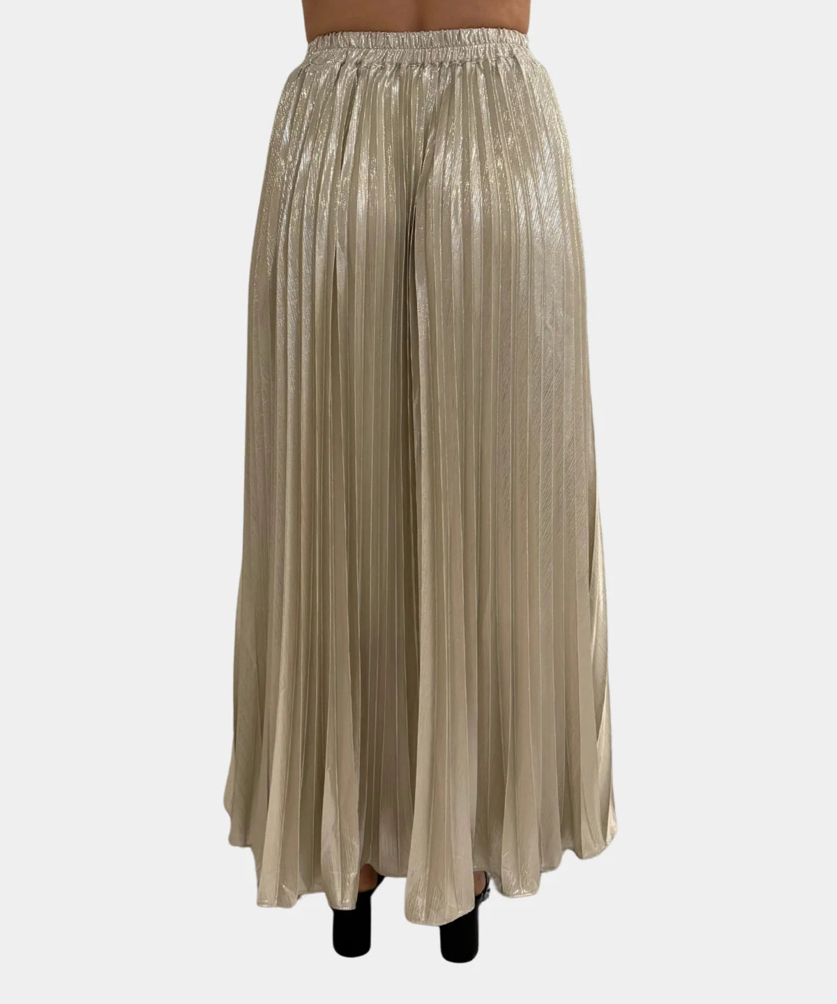 Metallic Pleat Silver Skirt