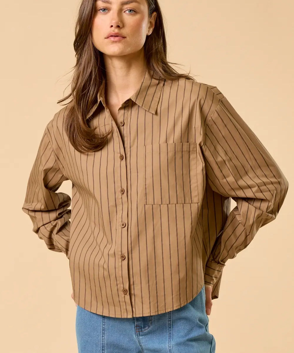 STRIPED BUTTON DOWN BLOUSE