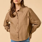 STRIPED BUTTON DOWN BLOUSE