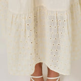 EMBROIDERED EYELET TIERED SKIRT