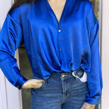 GLORIA TIE FRONT SILKY TOP