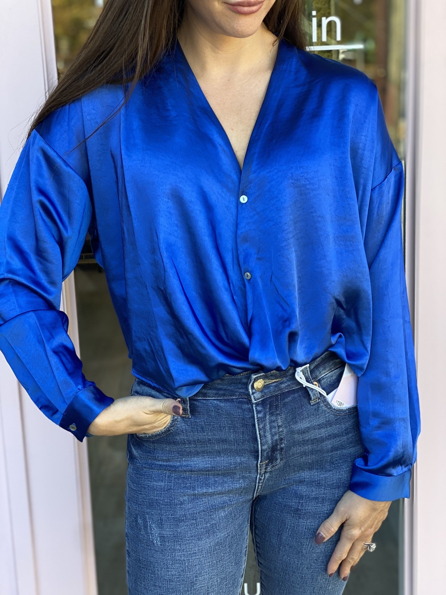 GLORIA TIE FRONT SILKY TOP
