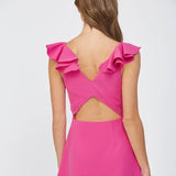 RUFFLED SHOULDER OPEN BACK MINI