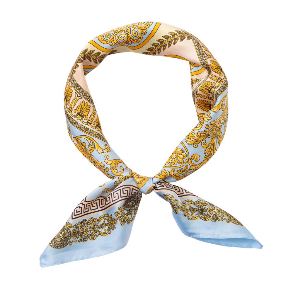 Ornate Baroque Medallion Print Square Bandana Scarf