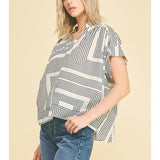 GEOMETRIC VNECK BLOUSE