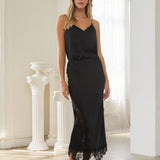 Mixed Lace Midi Skirt