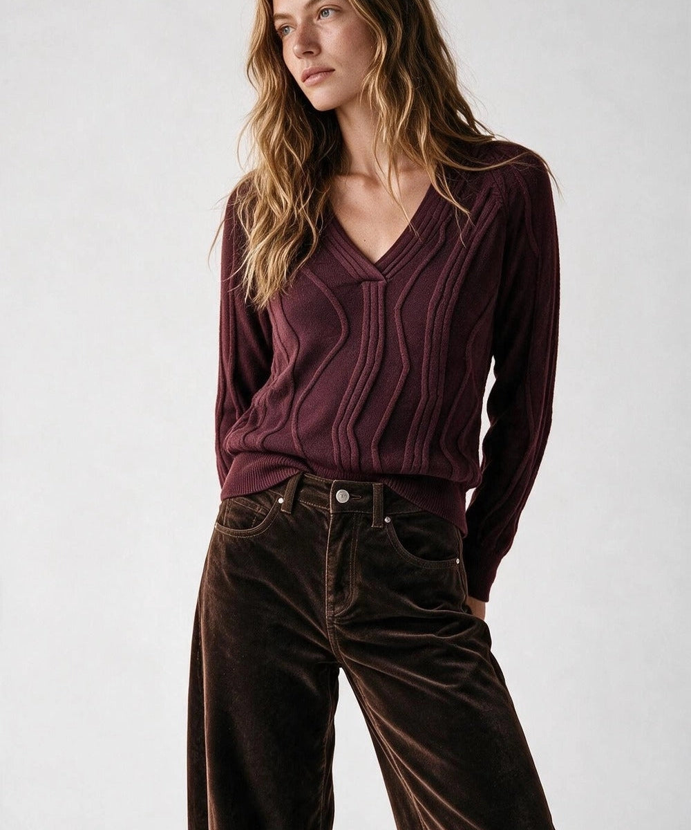 Texture Knit Wave Sweater