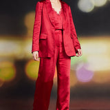 SINGLE BUTTON WINTER SATIN BLAZER