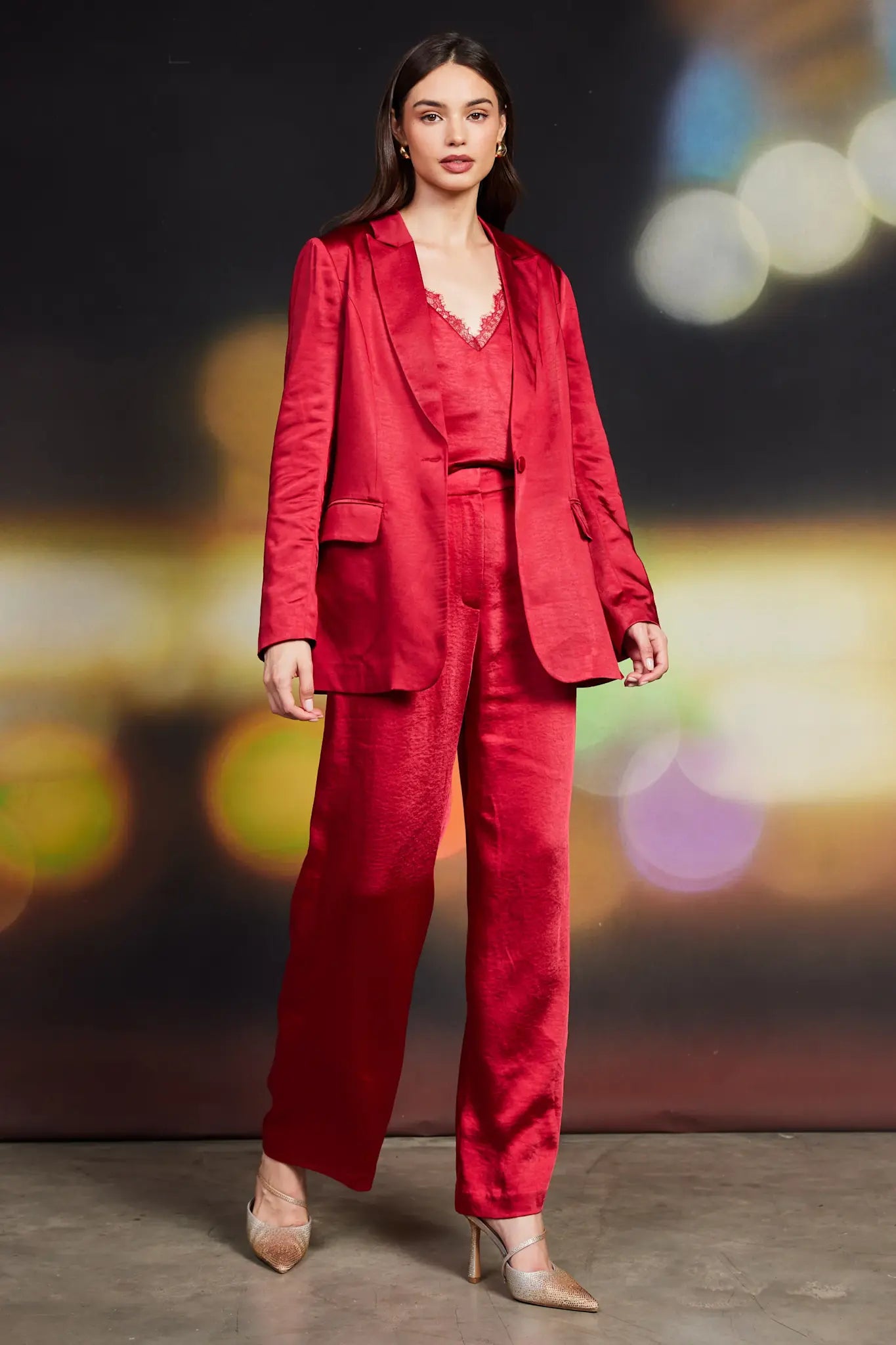 SINGLE BUTTON WINTER SATIN BLAZER