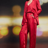WINTER SATIN ELASTIC TROUSERS