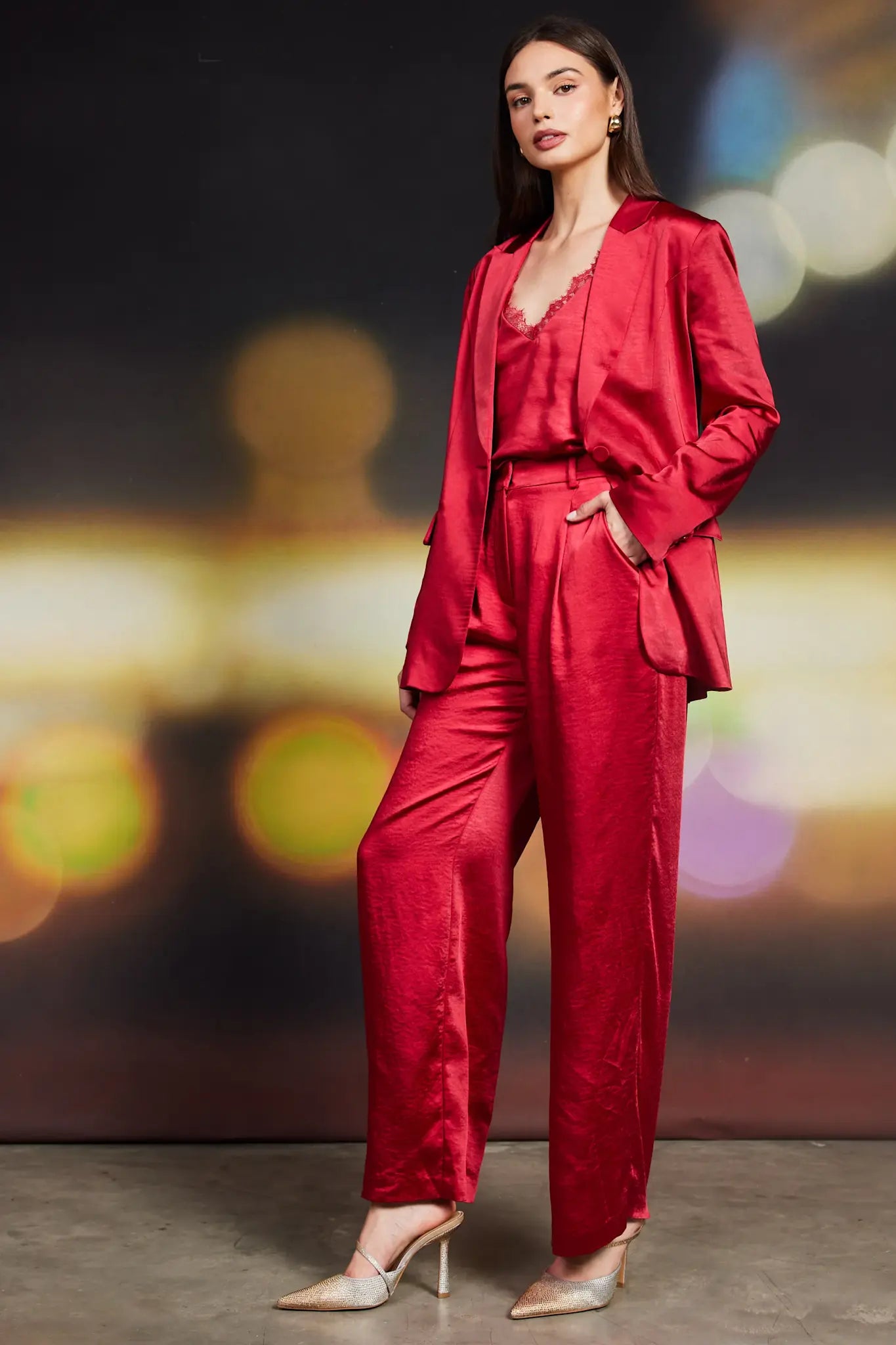 WINTER SATIN ELASTIC TROUSERS
