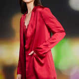 SINGLE BUTTON WINTER SATIN BLAZER